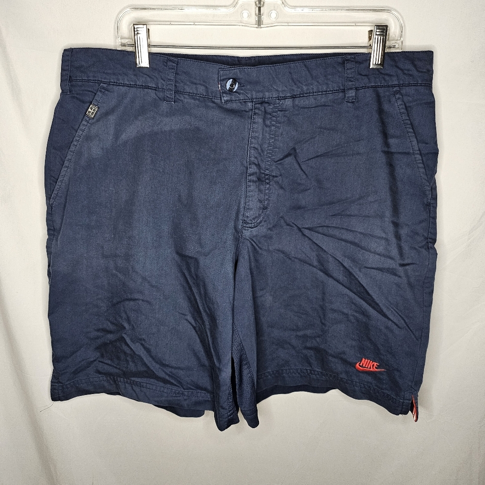 Mens Nike Fit Dry Vintage Silver Gray Tag Court Tennis Navy Blue Shorts Size XL